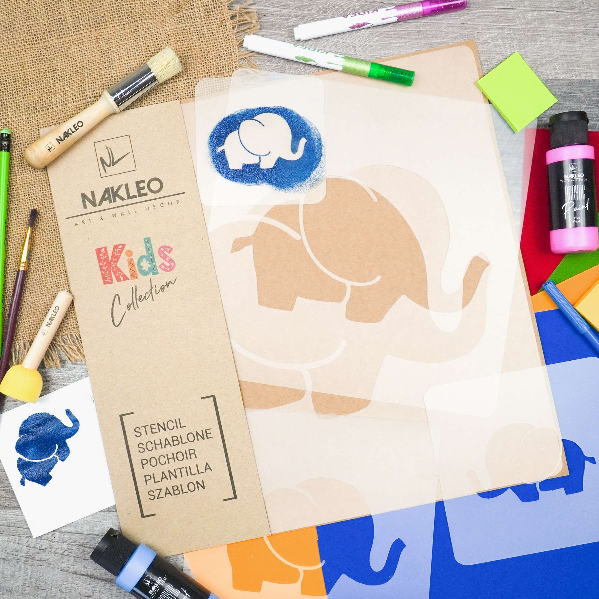 KINDER Wiederverwendbare Kunststoff-Schablonen (5 Stück) // ELEFANT KINDER Wiederverwendbare Kunststoff-Schablonen (5 Stück) // ELEFANT